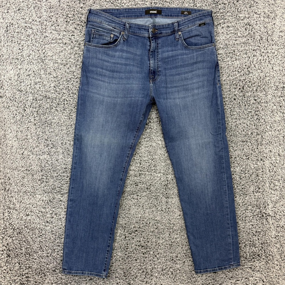 Mavi Jeans Mens 38x30 Blue Zach Straight Leg Denim Stretch Medium Wash Regular